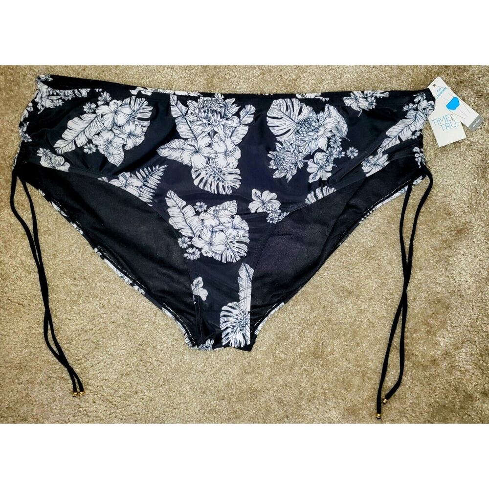 Time & Tru Floral Mid Rise Full Coverage Bikini Bottom Swimsuit Size 3XL NEW Nwt